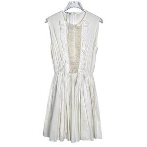 Miu Miu Womens Sleeveless Lace Detail Slim Dress In Beige White Size 40 Round Ne